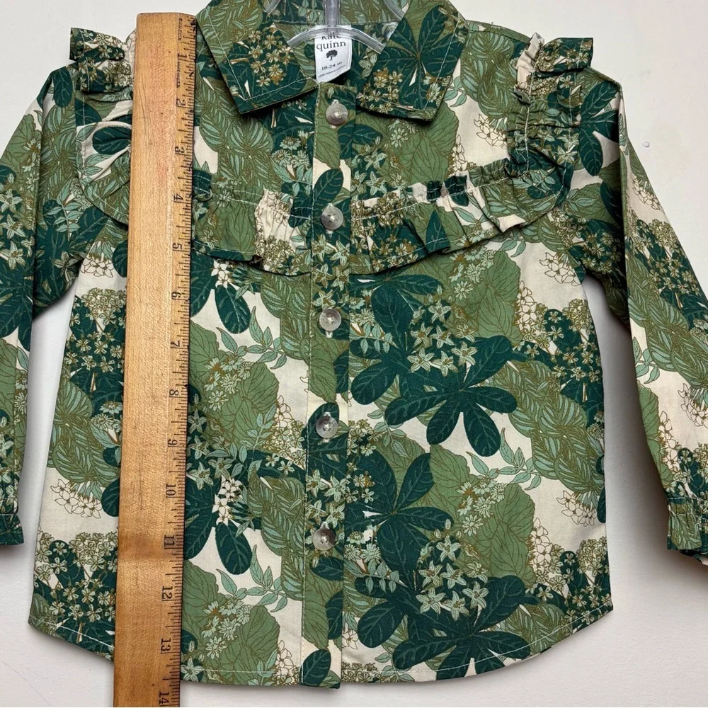Kate Quinn 18-24 Months Floral Green Shirt and Pants set **READ**‎